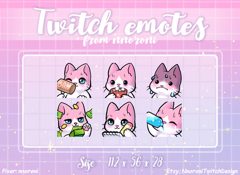 4 set White Pink Cat emotes | custom emotes ♡ - nnoroni's Ko-fi Shop ...