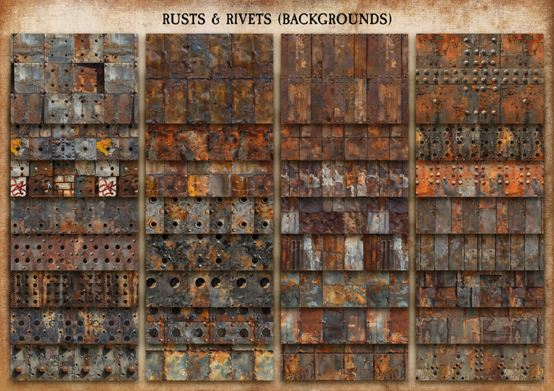 Rusts & Rivets Backgrounds (Digital Paper Kit) - VibeOfVintage's Ko-fi ...