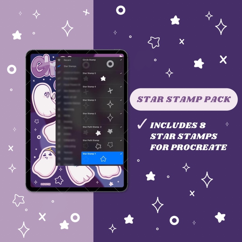 Kawaii Stars Stamp & Brush Set for Procreate