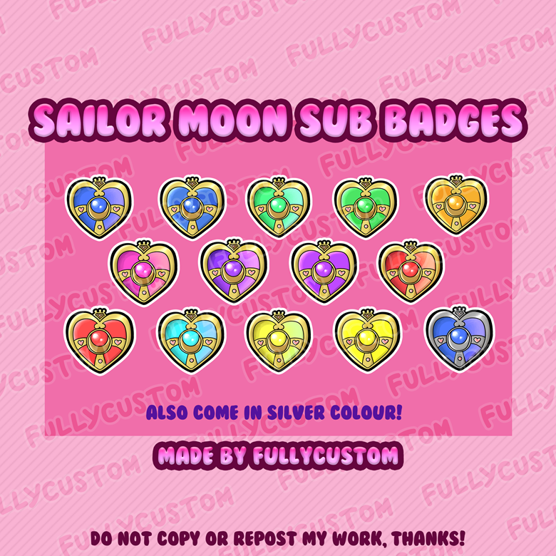 Sailormoon Twitch Badges - Gaming Visuals