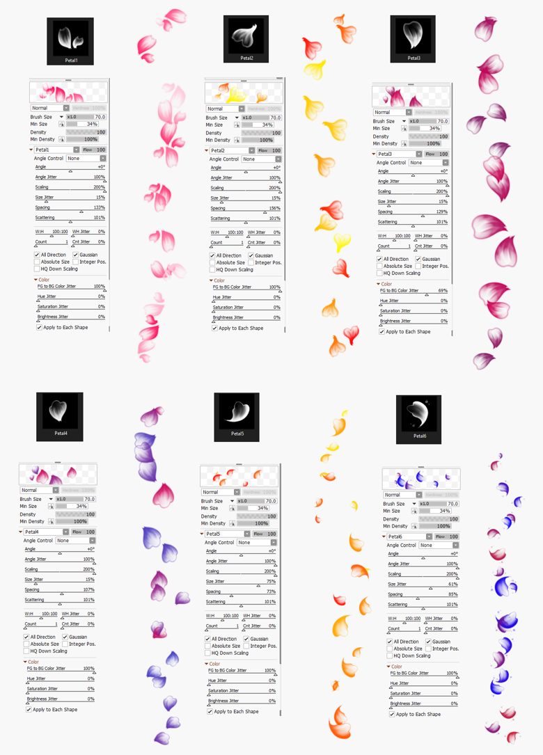 Petal scatter brush set paint tool sai 2 soloavian s ko fi shop