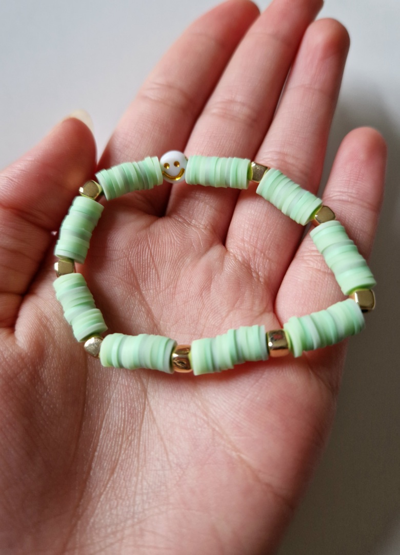 Yellow/Green/Clay bead/Bracelet/Good vibes