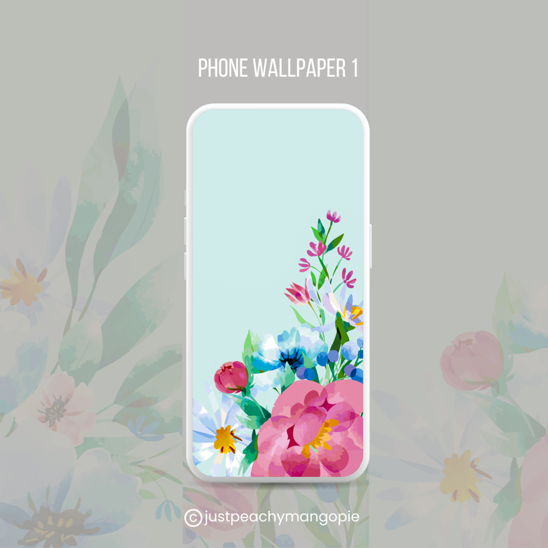 Blue Watercolor Flowers Phone Wallpaper Set Justpeachymangopie S Ko Fi Shop Ko Fi ️ Where