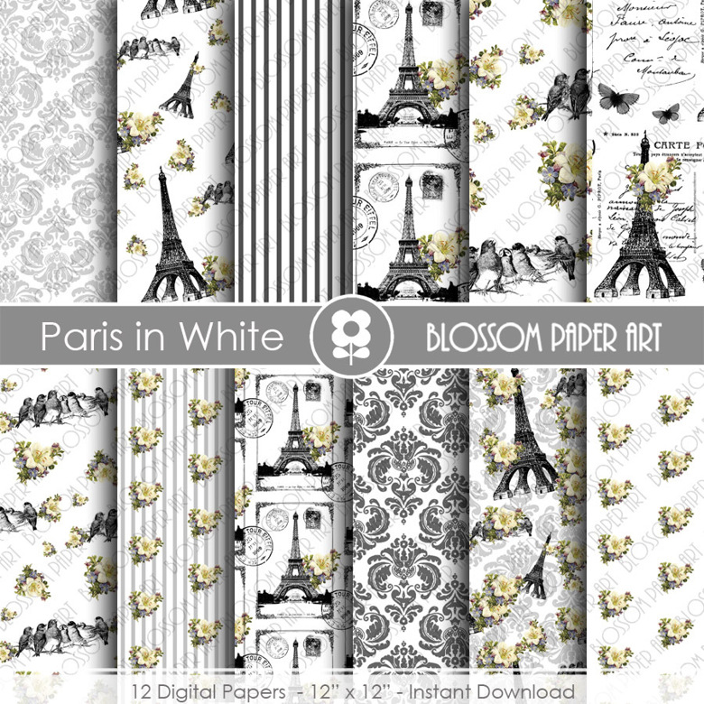 4 Free Parisian Digital Scrapbooking Paper