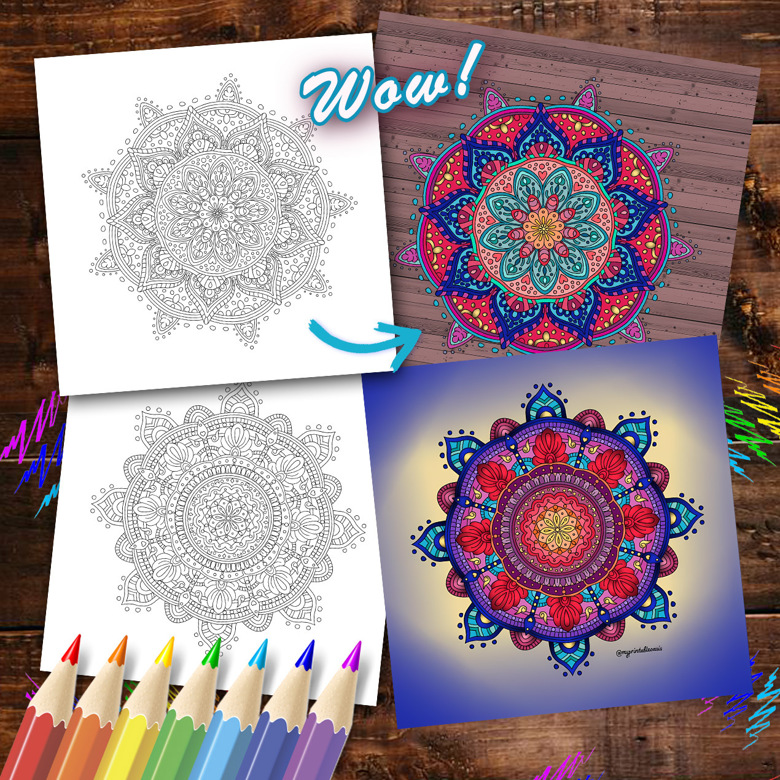 Mandala Coloring Book, 7 Intricate Designs To Print & Color, HandDrawn ...