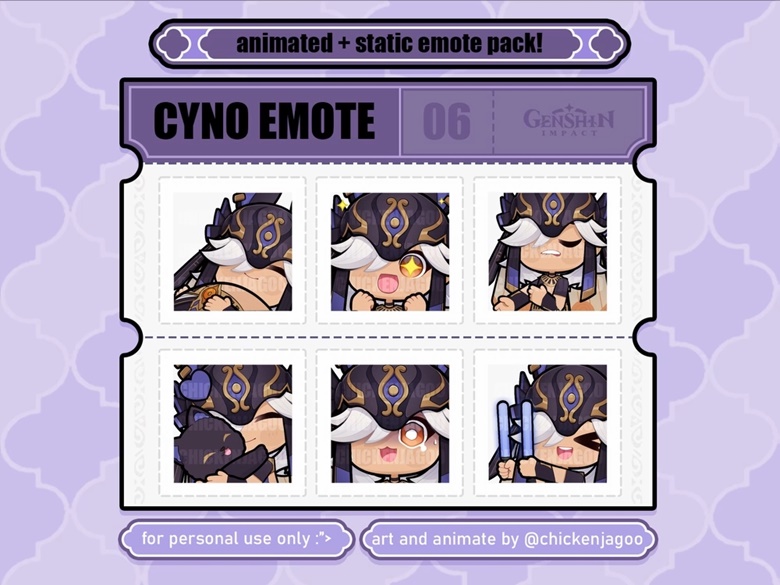 Cyno Animated Emotes Pack 06 - ChickenJagoo's Ko-fi Shop - Ko-fi ️ ...