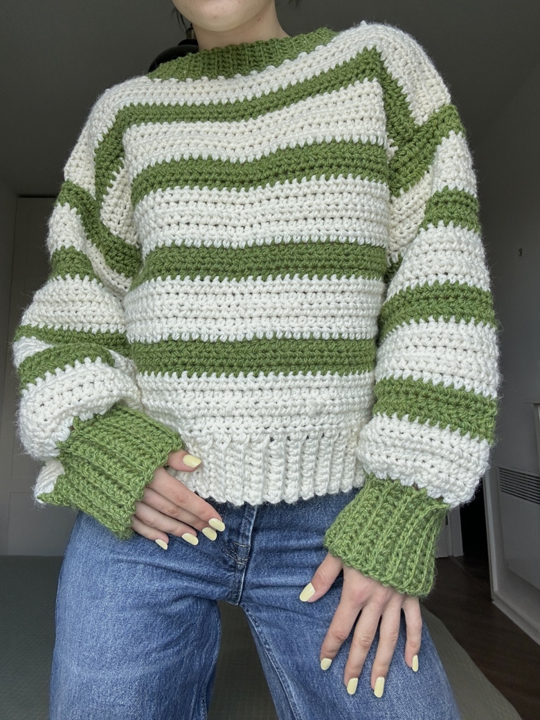 Chunky Striped Crochet Sweater Pattern - Kenikse Crochet's Ko-fi Shop