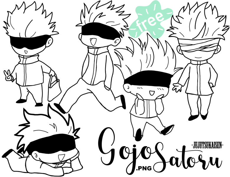 Coloring Page: Gojo Satoru Inspired (Chibi) | 6 pages - ikkimall's Ko