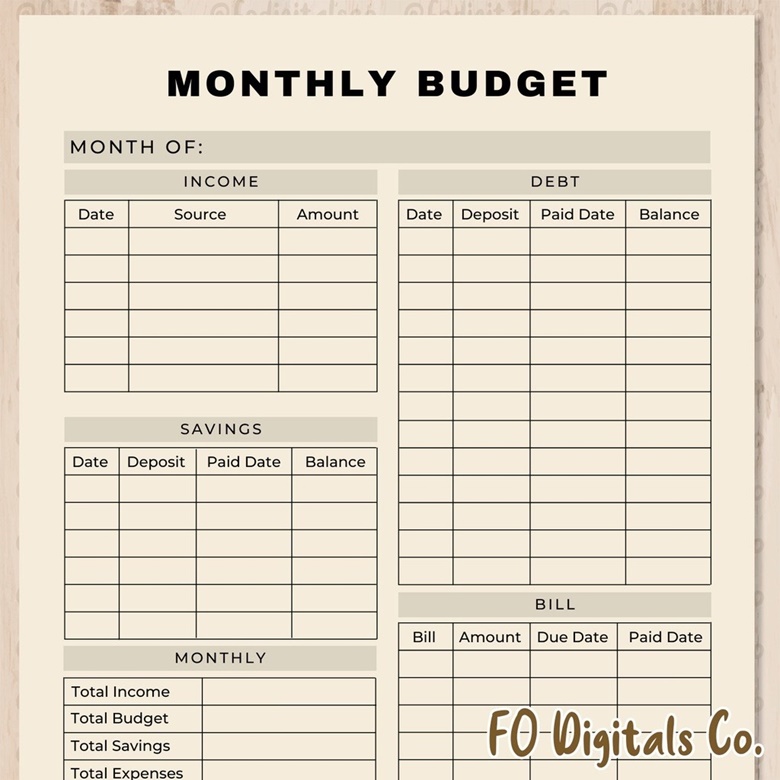 Brown Monthly Budget Planner | Digital & Printable - Cordially, Jean (진 ...