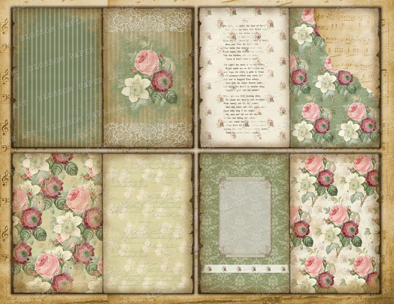 Vintage Journal Printable Pages, Junk Journal Printable
