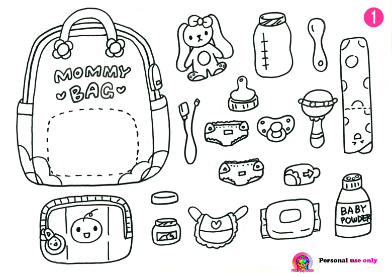 (Coloring Pages) Paper DIY Mommy BAG Printables 종이 놀이 Babysitting ...