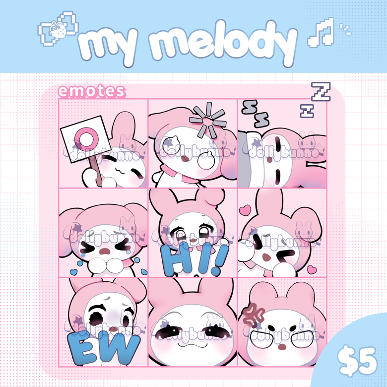 ˋ ୨ My melody Emotes ୧ ˊ˗ — - dollybunne₍ᐢᐢ₎♡'s Ko-fi Shop - Ko-fi ️ ...