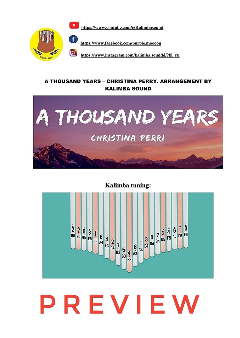 thousand years - Christina Perry | KALIMBA TABS - Kalimba sound's Ko-fi Shop - Ko-fi ❤️ Where creators get support from fans through donations, memberships, shop sales and more! The original '