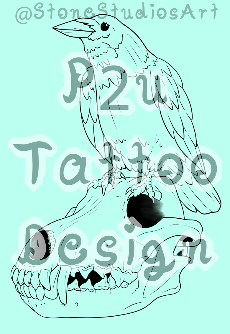 Wolf Half-Skull Tattoo Design