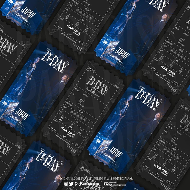 CINEMA TICKET DESIGN - SUGA | Agust D Japan Live Viewing - Paradise's