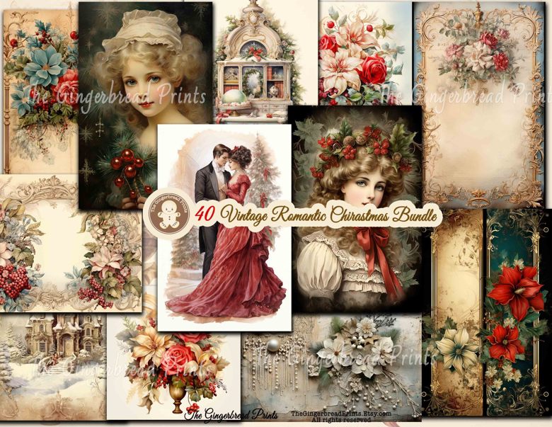 40 Vintage Romantic Christmas Images bundle, Week 22 for TGP tier 1 ($5 ...