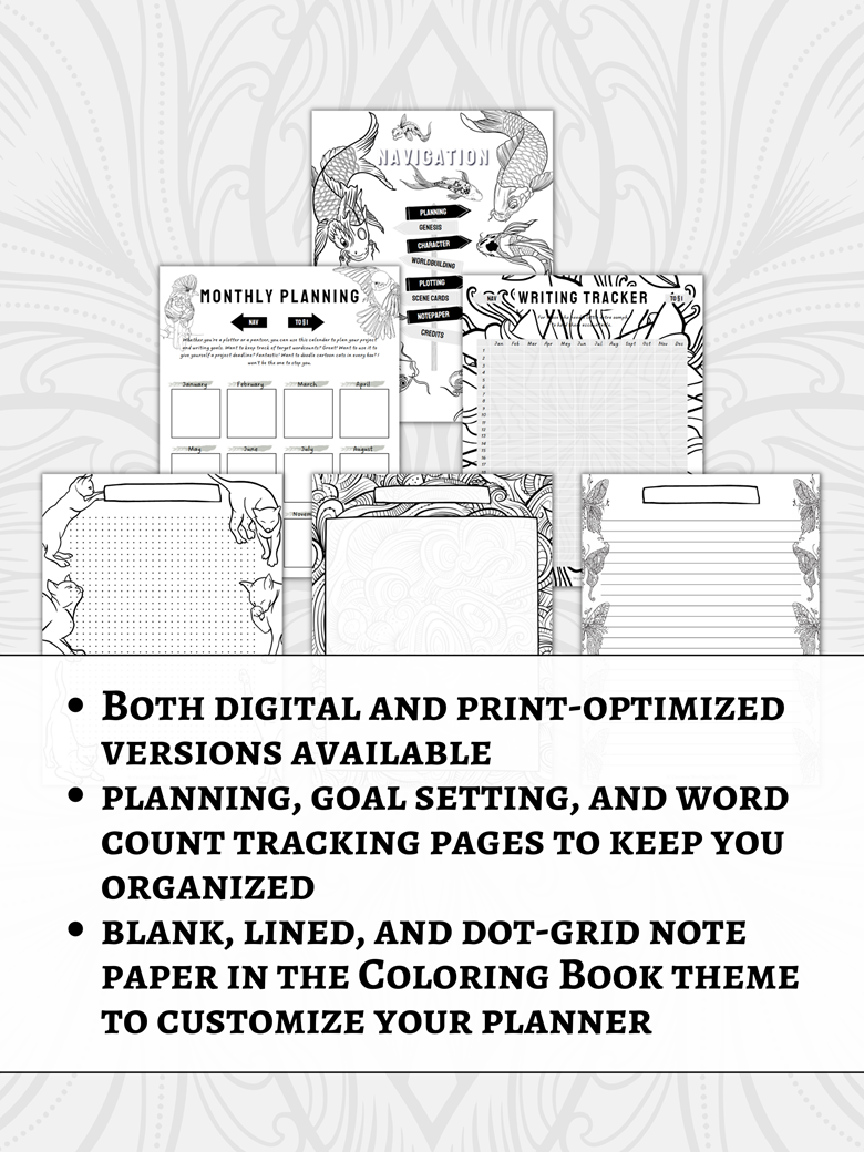Printable Novel Planning Workbook - Coloring Book Edition - Customizable  PDF - Cameron Montague Taylor 🌈⛵'s Ko-fi Shop - Ko-fi ❤️ Where creators  get support from fans through donations, memberships, shop sales