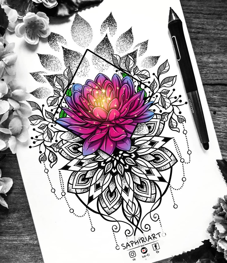 Mandala Tattoo Lotus Flower