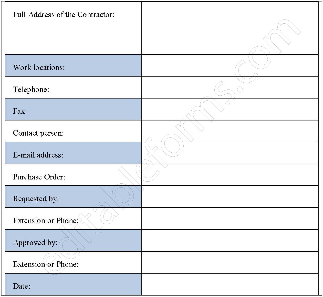 Contractor Request Fillable PDF Form - Editable Forms's Ko-fi Shop