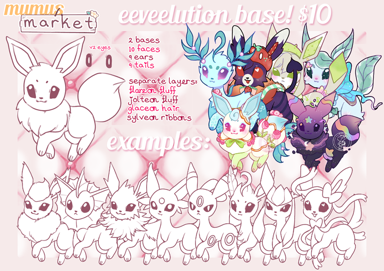 Eeveelutions Bases (+34 add-ons) - BloomingHead's Ko-fi Shop - Ko