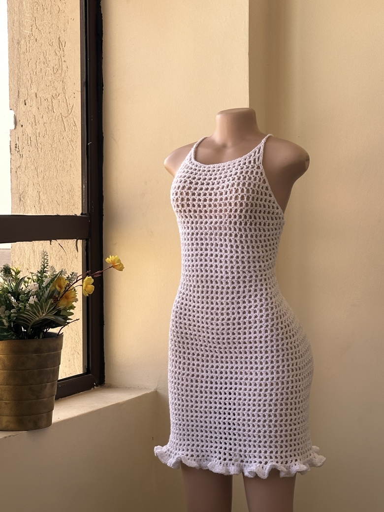 Crochet halter mesh dress tutorial with ruffles - Shylercrochets 's Ko ...