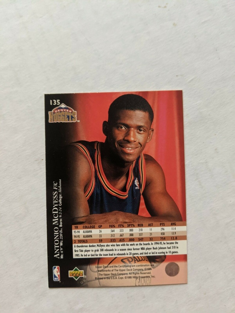 1995-96 Upper Deck Antonio McDyess #135 Basketball Card - Fregworld's ...