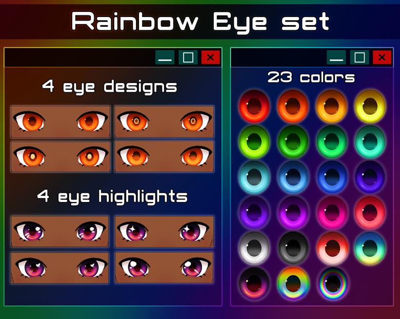 Rainbow Eye Texture Set - CosmicRot’s Ko-fi Shop - Ko-fi 