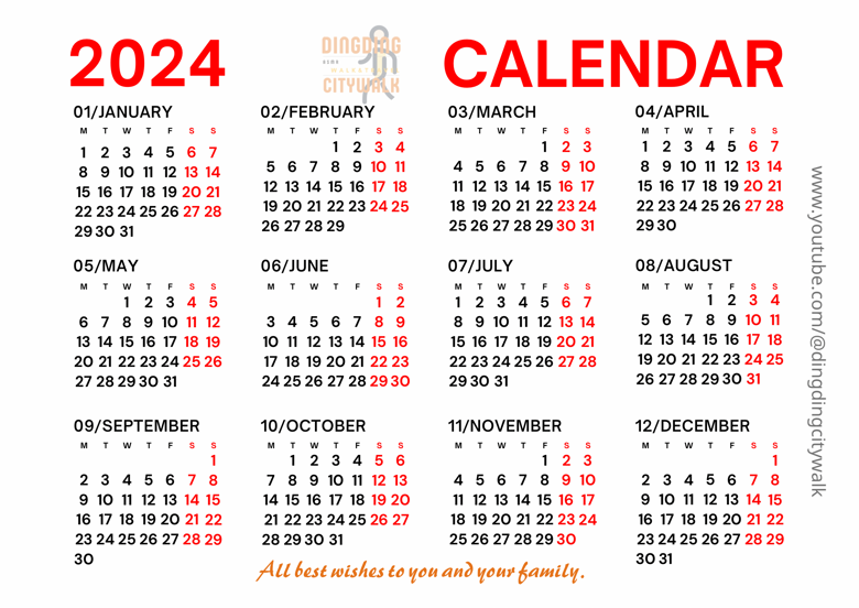 Digital Calendar 2024 Yearly DingDingDongDong Citywalk's Kofi Shop