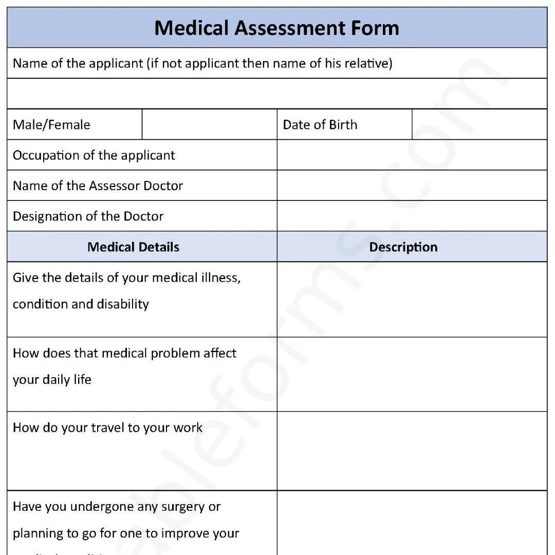 Medical Assessment Fillable PDF Form   Editable Forms's Ko fi Shop ...