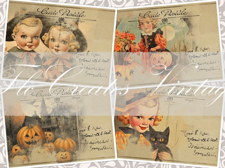 Vintage Halloween Journaling Cards / Printable Digital 