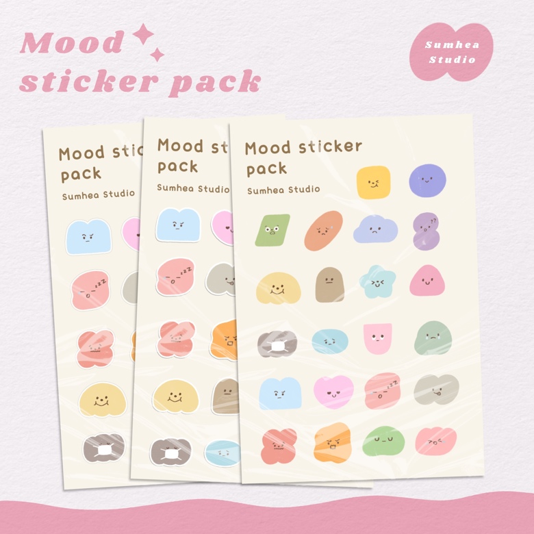 30 Mood Tracker | Digital Journal Stickers | Printable Sticker Sheet |  GoodNotes Planner Journal Stickers - Celeena's Ko-fi Shop