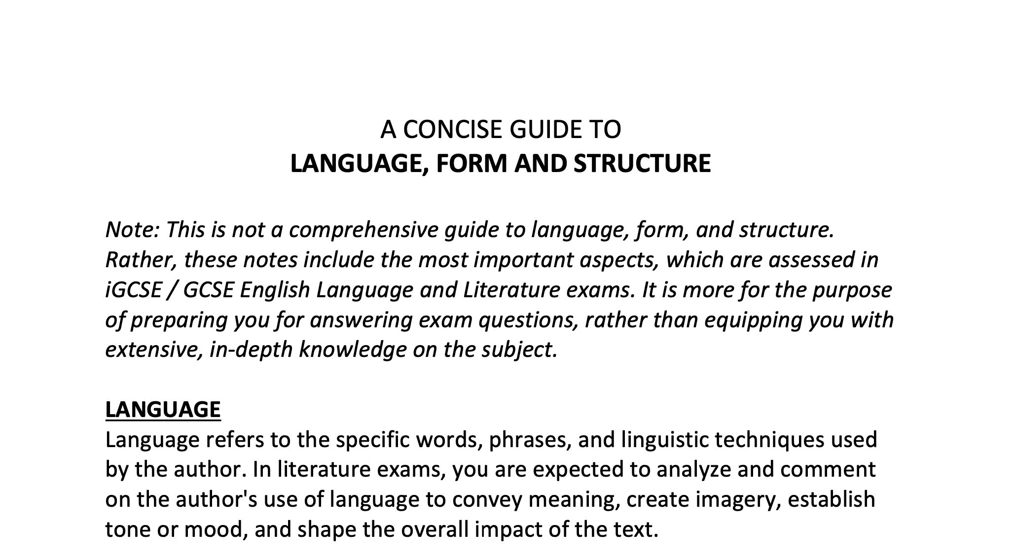 brief-guide-to-language-form-and-structure-igcse-english-literature