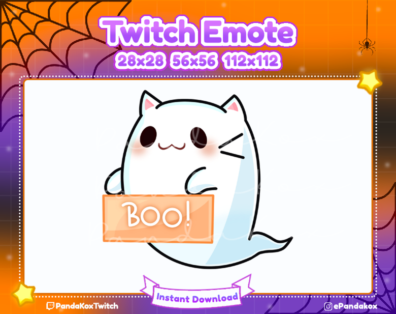 Ghost Emote / Cat Ghost Emote / Cat Emotes / Cute Twitch Emote Design ...