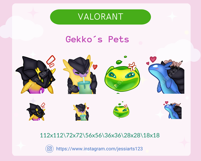 Valorant Gekko Pets Emotes Pack - Jessica 's Ko-fi Shop - Ko-fi ️ Where