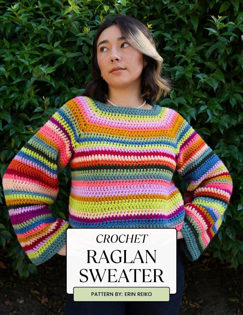 Crochet raglan sleeve sweater on sale pattern