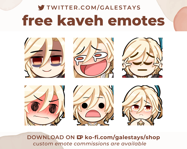 Genshin Impact Kaveh Emotes Stickers Free To Use Gales Ko Fi Shop Ko Fi ️ Where 5372