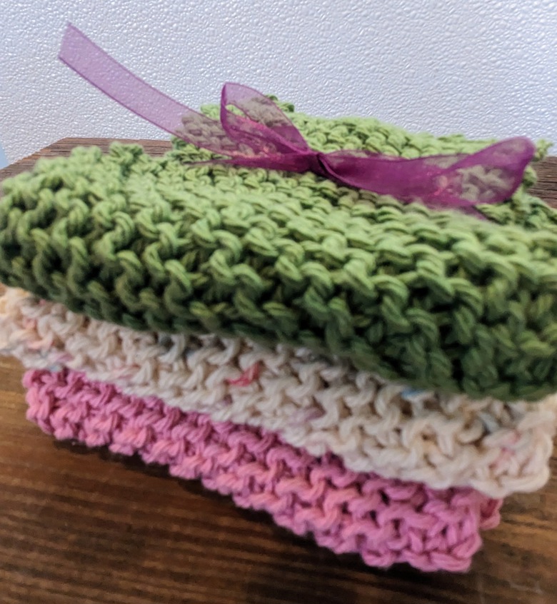 Cotton Knit Dishcloths, Set of 3