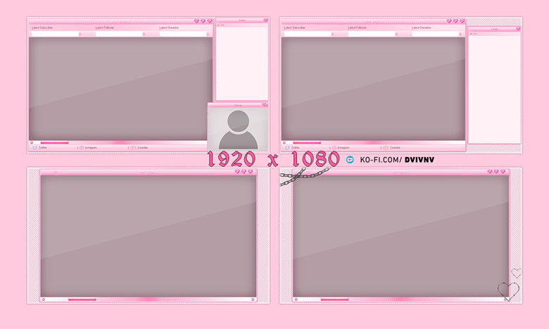 Rose Pink Modular Twitch Overlay - WanderingSoul's Ko-fi Shop - Ko