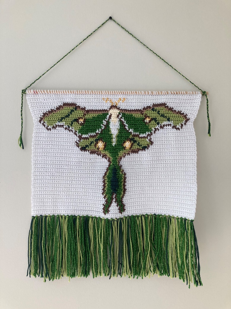 Luna Moth Wall Hanging Crochet Pattern Aidan Wells Crochet's Kofi