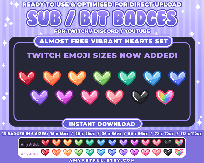 Pixel Heart Twitch Badges - glitchedinorbit's Ko-fi Shop - Ko-fi