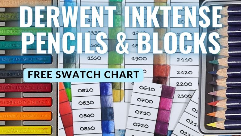 Derwent Inktense Blocks 72 Pieces Swatch Template DIY Single Page