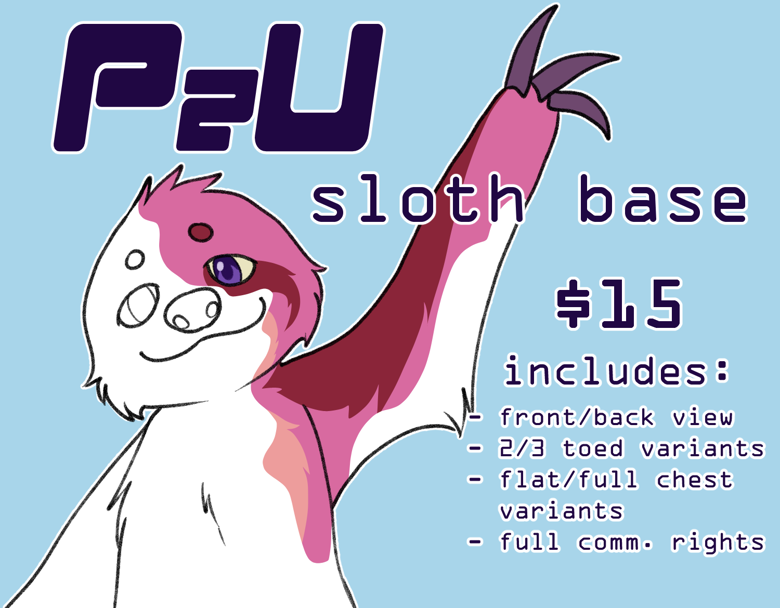 P2U Sloth Base - OKZOOMIES's Ko-fi Shop