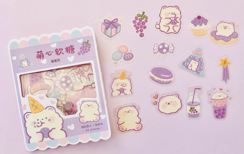 Cute Grape Bear Pack Sticker - StrawberryBox's Ko-fi Shop - Ko-fi ️ ...