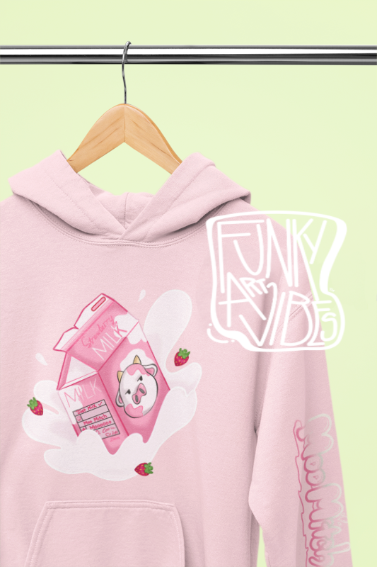 Moo Mitch Strawberry Cow Hoodie | Hooded Sweatshirt | Strawberry Milk ...