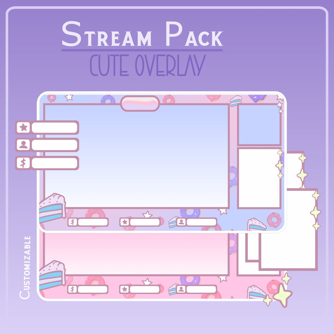 Simple Pink stream OVERLAY Donut, Pink and blue overlay, Donuts twitch ...