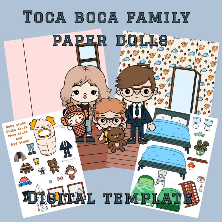 Toca Boca Paper Dolls Room/ Toca Boca House Room / Quiet book