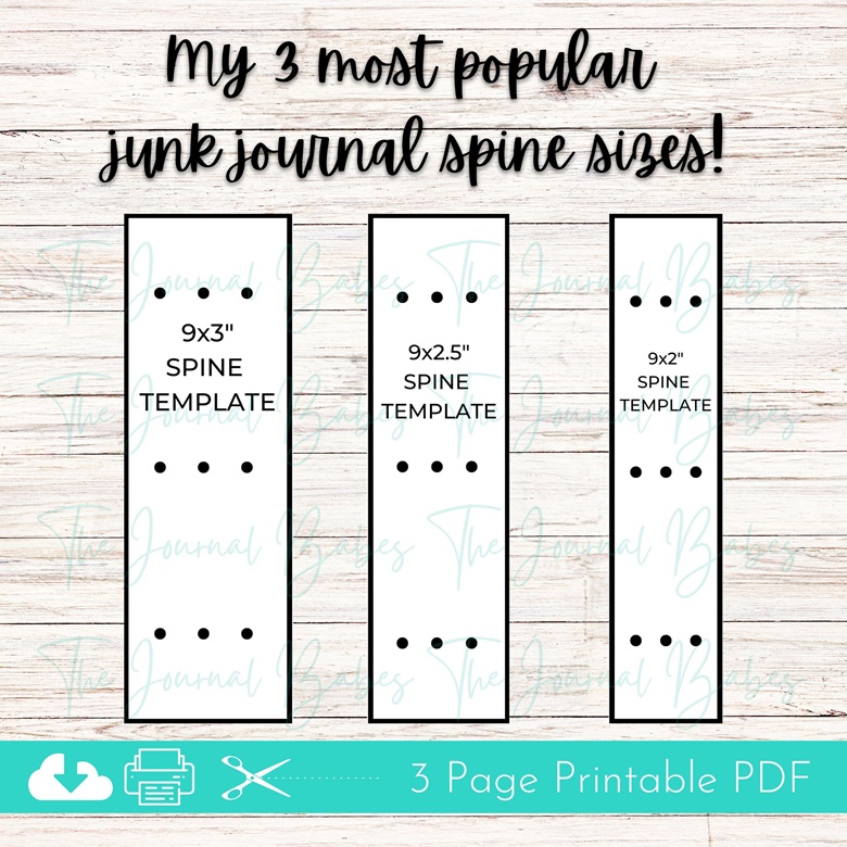 Junk Journal Cover and Spine Templates - Printable PDF