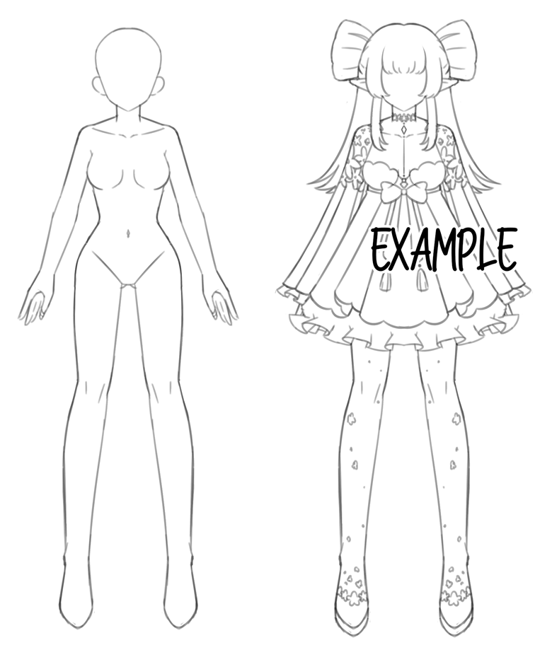 Drawing And Full Body  Full Body Female Drawing Base  577x1382 PNG  Download  PNGkit