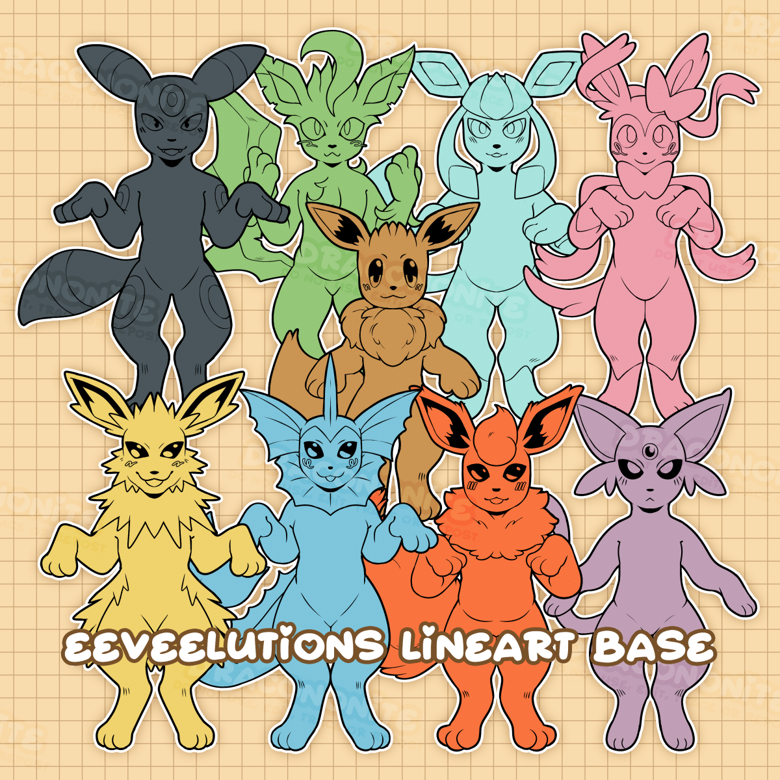 Eeveelutions Bases (+34 add-ons) - BloomingHead's Ko-fi Shop - Ko