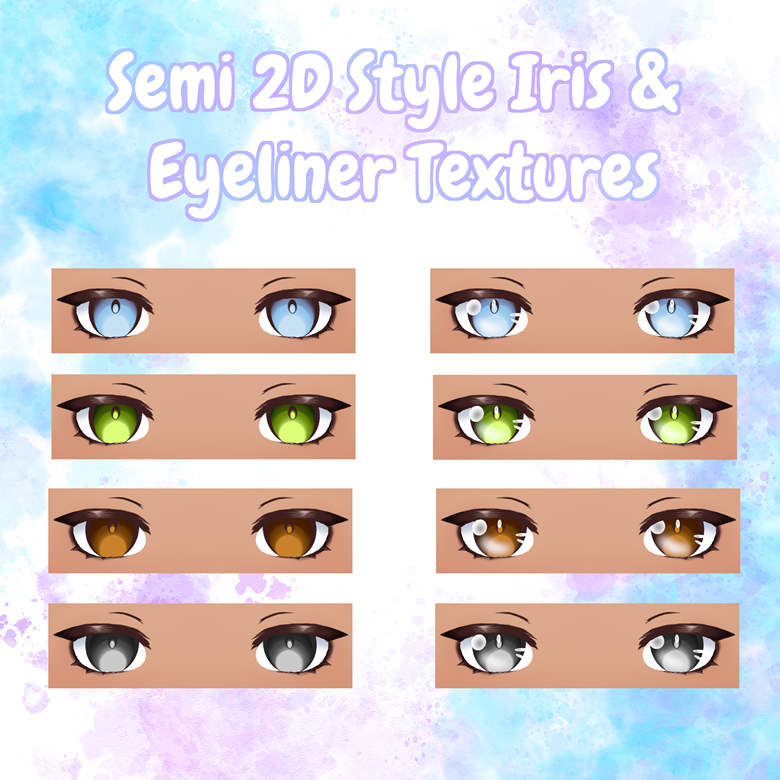 VRoid Stable and Beta Semi 2d Iris & Eyeline Textures - FeliKitty's Ko ...